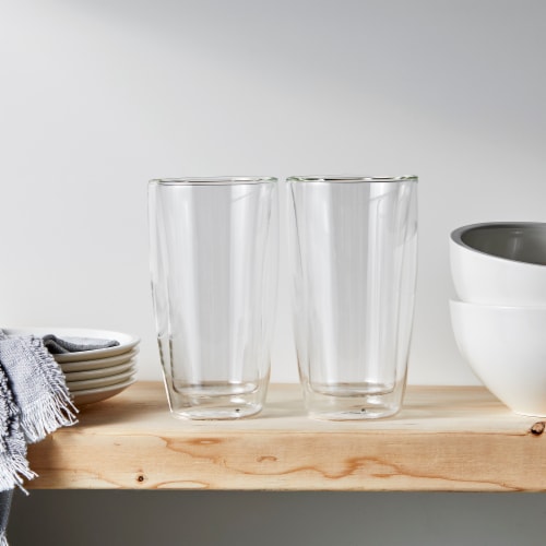 Henckels Cafe Roma 2-pc Double-Wall Glassware 11.8oz. Latte Glass Set Perspective: top