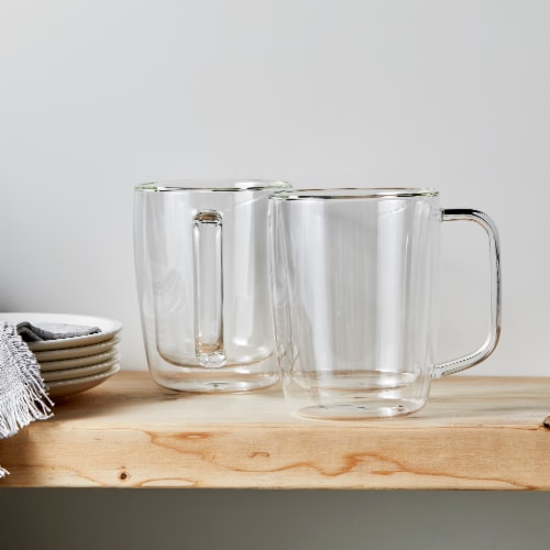 Henckels Cafe Roma 2-pc Double-Wall Glassware 15oz Glass Latte Mug Set Perspective: top
