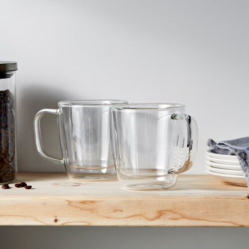 Henckels Cafe Roma 2-pc Double-Wall Glassware 12oz. Glass Coffee Mug Set Perspective: top