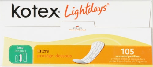 Kotex Lightdays Long Unscented Panty Liner Perspective: top