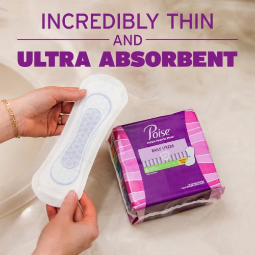 Poise Liners Daily Incontinence Panty Liners 2 Drop Very Light Absorbency Long Pantiliners Perspective: top