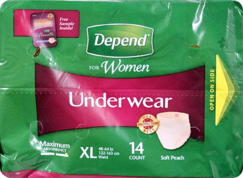 Depend For Women Extra Large Maximum Absorbency Soft Peach Incontinence Underwear Perspective: top