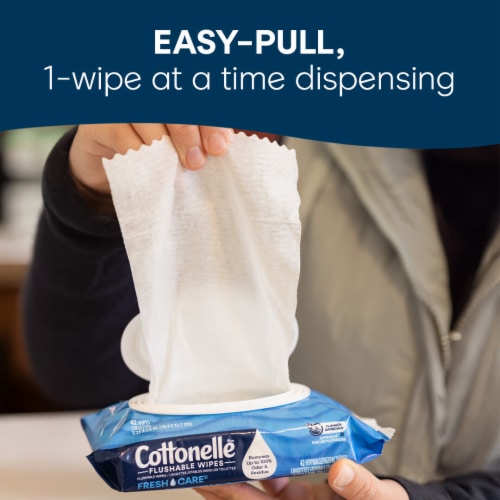 Cottonelle Fresh Care Flushable Wet Wipes Flip-Top Packs Adult Wet Wipes Perspective: top