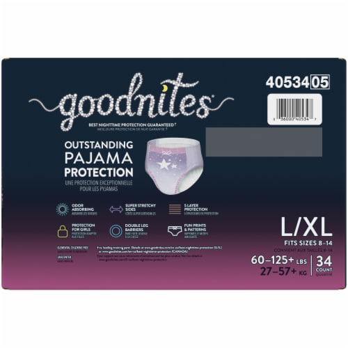 Goodnites Girls' Bedwetting Underwear, L/XL (60-125+ lbs Goodnites Girls' Bedwetting Underwear, L/XL (60-125+ lbs
