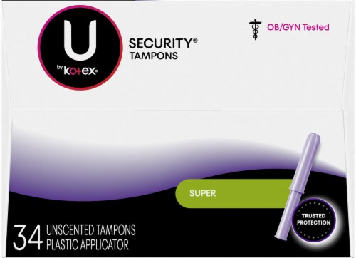 U by Kotex Security Super Unscented Tampons Perspective: top
