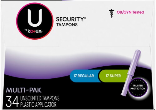 U by Kotex® Security® Regular & Super Unscented Tampons Perspective: top