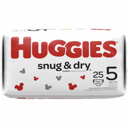 Huggies Snug & Dry Baby Diapers, Size 5 (27+ lbs) Perspective: top