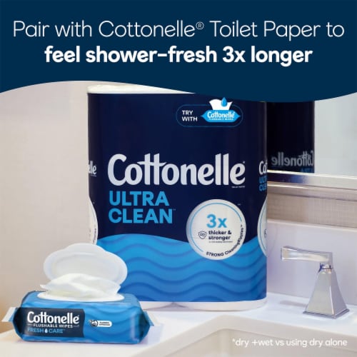 Cottonelle Fresh Care Flushable Wet Wipes Flip-Top Pack Adult Wet Wipes Perspective: top