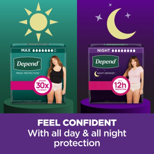 Depend Adult Incontinence Underwear Night Defense for Women, Size L Perspective: top