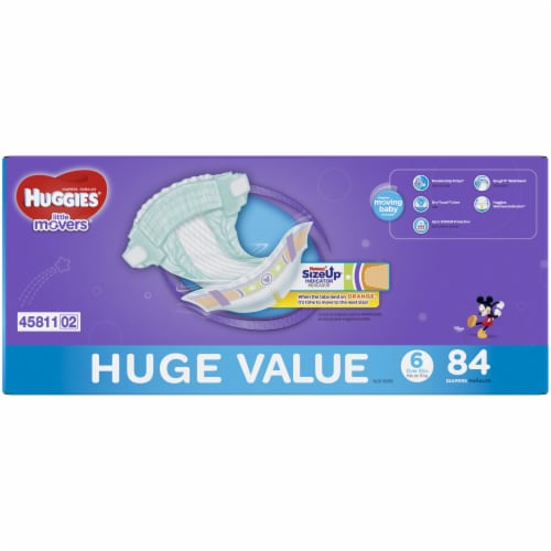 Huggies Little Movers Baby Diapers, Size 6 (35+ lbs) Perspective: top