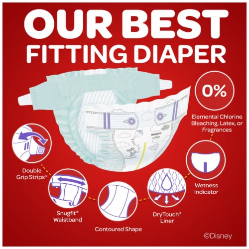 Huggies Little Movers Baby Diapers, Size 3 (16-28 lbs) Perspective: top