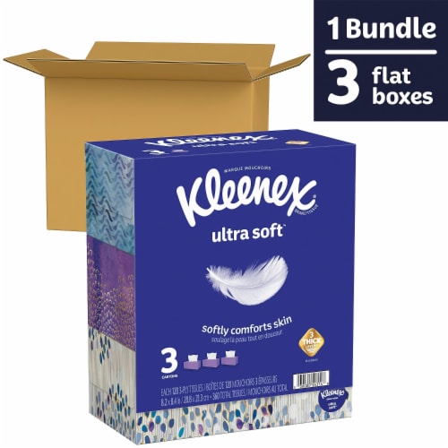 Kleenex Ultra Soft Facial Tissue 3-Ply 110 Tissues/Box 3 Boxes/Pack (50239) Perspective: top