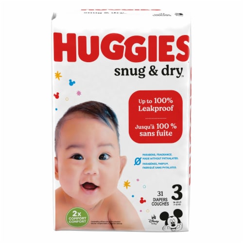 Huggies Snug & Dry Baby Diapers Size 3 (16-28 lbs) Perspective: top