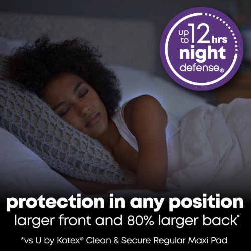 U by Kotex Clean & Secure Overnight Maxi Pads Extra Heavy Absorbency Perspective: top
