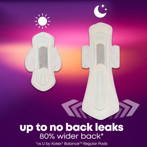 U by Kotex Balance Ultra Thin Overnight Pads with Wings Extra Heavy Absorbency Perspective: top