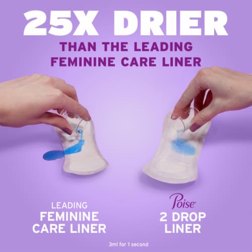 Poise Daily Incontinence Panty Liners, 2 Drop Very Light Absorbency Perspective: top