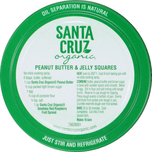 Santa Cruz Organic Light Roasted Creamy Peanut Butter Perspective: top