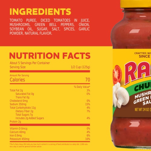 Ragu® Chunky Mushroom & Green Pepper Pasta Sauce Perspective: top