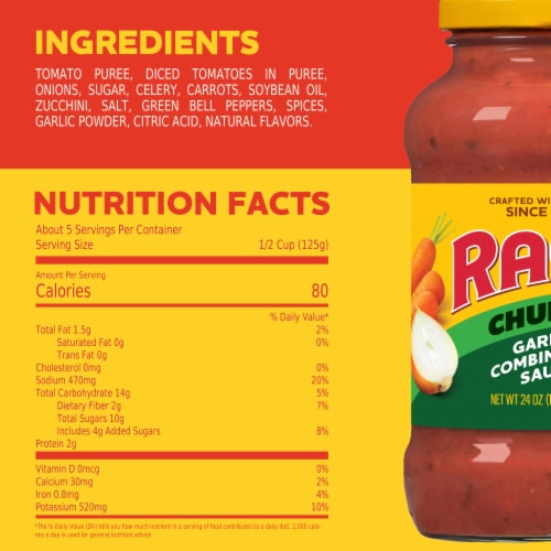 Ragu Chunky Garden Combination Pasta Sauce Perspective: top