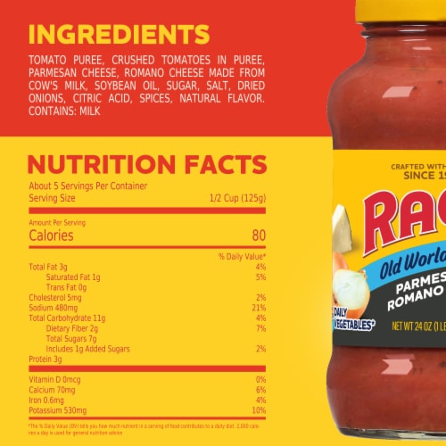 Ragu Chunky Parmesan & Romano Pasta Sauce Perspective: top