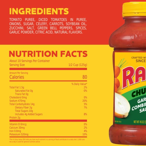 Ragu Chunky Garden Combination Pasta Sauce Perspective: top