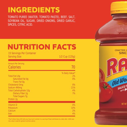 Ragu Old World Style Pasta Sauce Flavored with Meat Perspective: top
