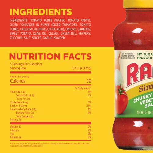 Ragu Simply Chunky Garden Vegetable Pasta Sauce Perspective: top