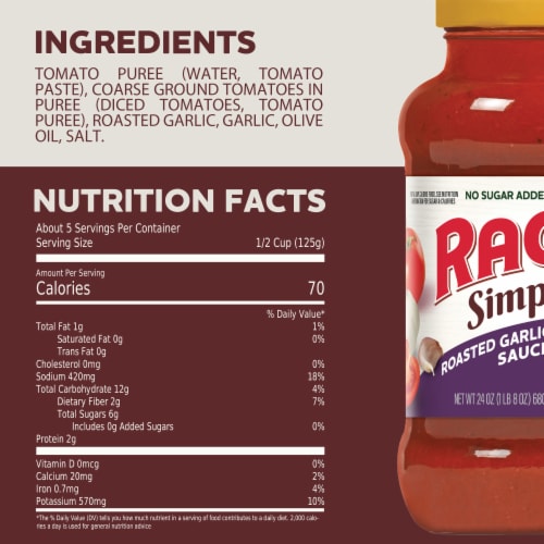 Ragu Simply Roasted Garlic Pasta Sauce Perspective: top