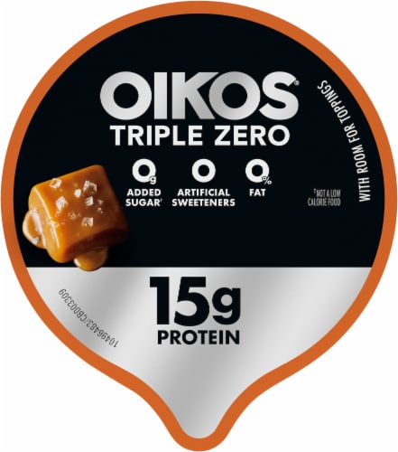 Oikos® Triple Zero Salted Caramel Blended Nonfat Greek Yogurt Perspective: top