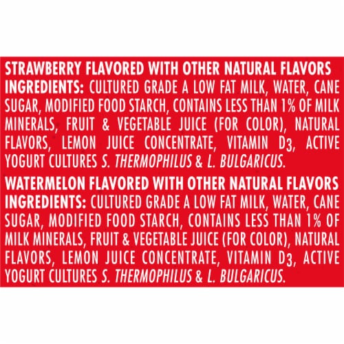 Danimals Strawberry and Watermelon Kids Low Fat Yogurt Smoothies Perspective: top