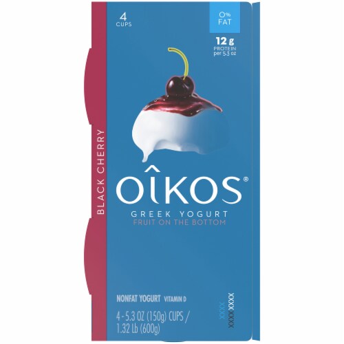 Oikos Fruit on the Bottom Black Cherry Nonfat Greek Yogurt Perspective: top