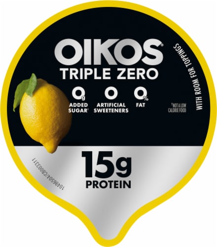 Oikos® Triple Zero Lemon Tart Greek Yogurt Cup Perspective: top