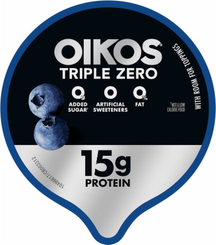 Oikos® Triple Zero Blueberry Blended Nonfat Greek Yogurt Cup Perspective: top