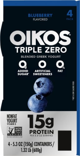 Oikos® Triple Zero Nonfat Blueberry Greek Yogurt Perspective: top