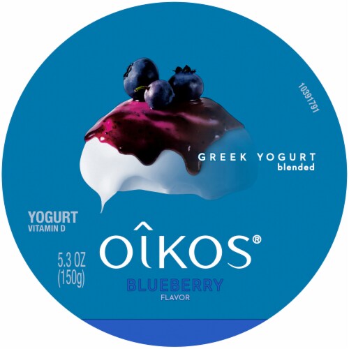 Dannon Oikos Blueberry Tart Greek Yogurt Perspective: top