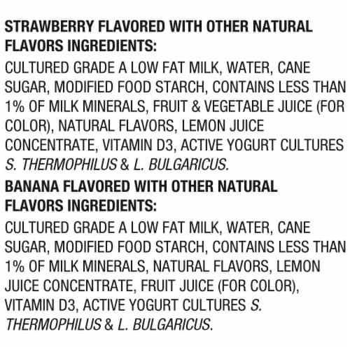 Danimals Banana and Strawberry Kids Low Fat Yogurt Smoothies Perspective: top