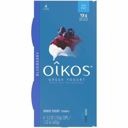 Oikos® Fruit on the Bottom Blueberry Nonfat Greek Yogurt Perspective: top