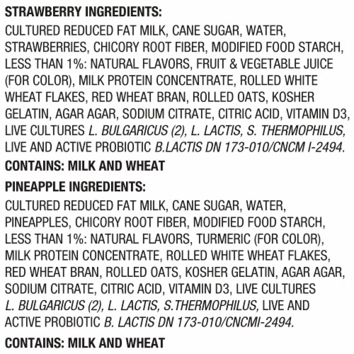 Activia Low Fat Fiber Probiotic Strawberry & Pineapple Variety Pack Yogurt Cups Perspective: top