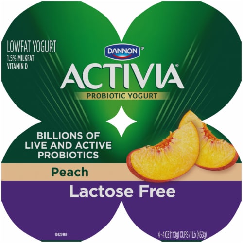 Activa® Peach Probiotic Lactose Free Low Fat Yogurt Cups Perspective: top