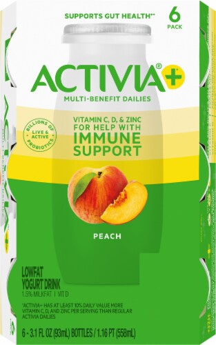 Activia® Plus Peach Yogurt Drink, 6 pk / 3.1 fl oz - Kroger