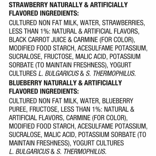 Dannon® Light & Fit® Strawberry & Blueberry Original Nonfat Greek Yogurt Multipack Perspective: top
