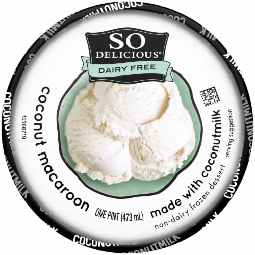 SO Delicious Coconut Macaroon with Coconut Milk Base Frozen Dessert Pint Perspective: top
