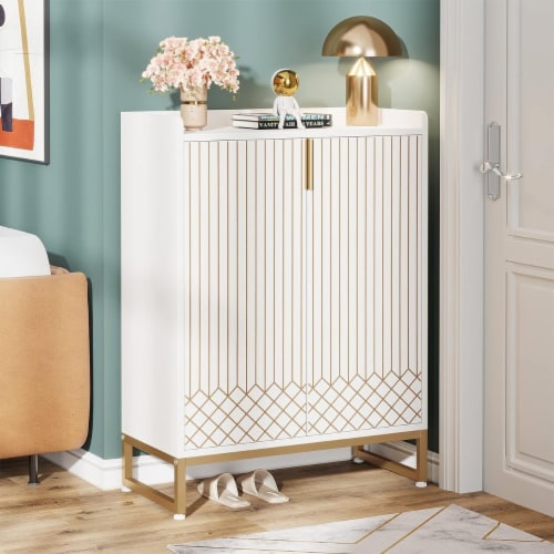 Tribesigns White 5 Tier Shoe Cabinet Entryway Storage For 25 Pairs Wood Organizer White 1 unit Mariano s
