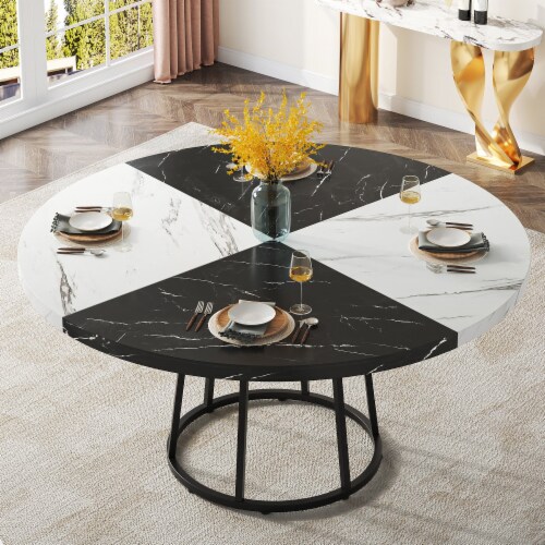 Tribesigns 47 Inch Round Dining Table For 4, Mid-Century Style Walnut