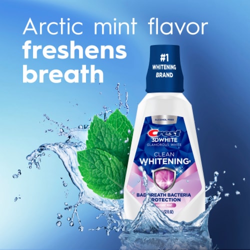 Crest Arctic Mint 3DWhite Glamorous White Alcohol Free Multi-Care Whitening Mouthwash Perspective: top