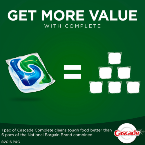 Cascade Complete Fresh Scent Action Pacs Dishwasher Detergent Perspective: top