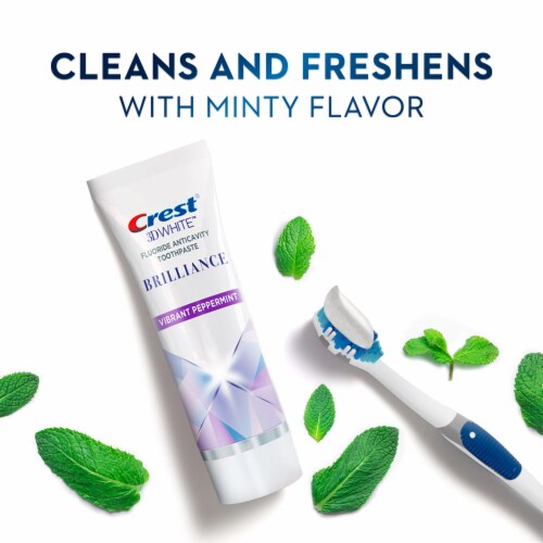 Crest Vibrant Peppermint 3D White Brilliance Teeth Whitening Toothpaste Perspective: top