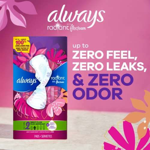 Always Infinity Size 2 FlexFoam Heavy Flow Unscented Pads Perspective: top