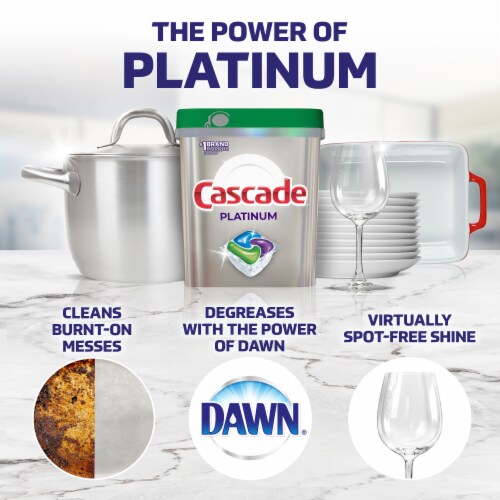 Cascade Platinum ActionPacs + Oxi Fresh Scent Dishwasher Detergent Pods Perspective: top