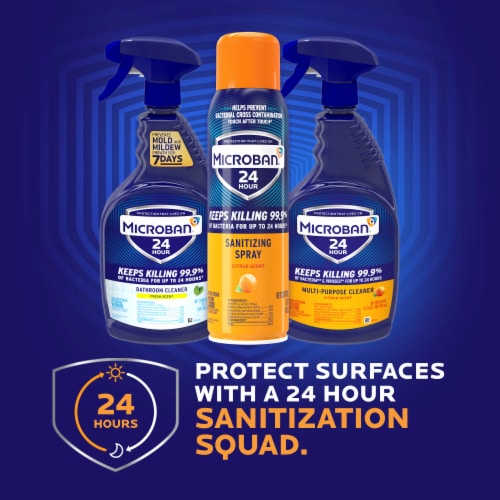 Microban 24 Hour Disinfectant Sanitizing Spray Citrus Scent Perspective: top